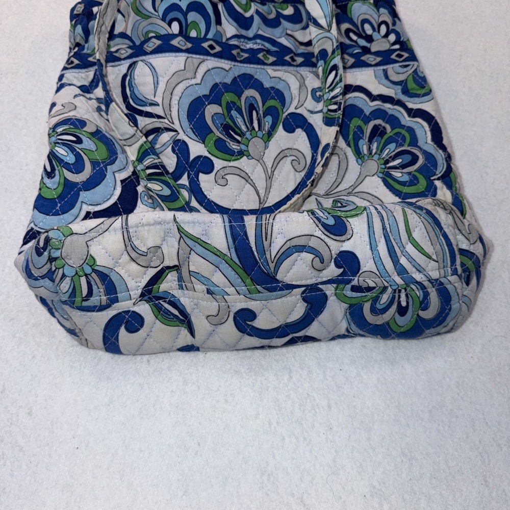 Vera Bradley‎ Quilted Medium Shoulder Bag Purse Mediterranean Blue White Floral - Picture 14 of 14